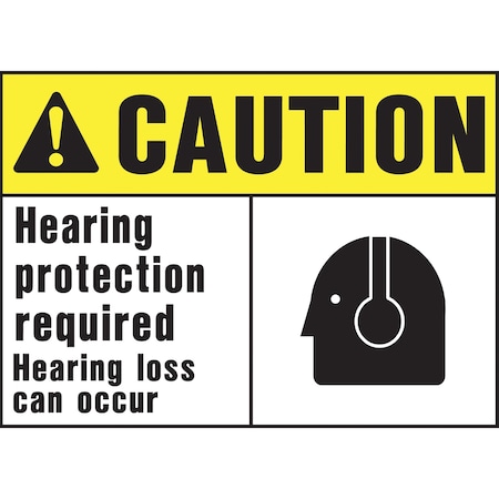 Hy-Ko Caution Hearing Protection Required Sign 10" x 14", 5PK A00421